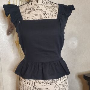 Express Elegant Black Ruffle Sleeve Top